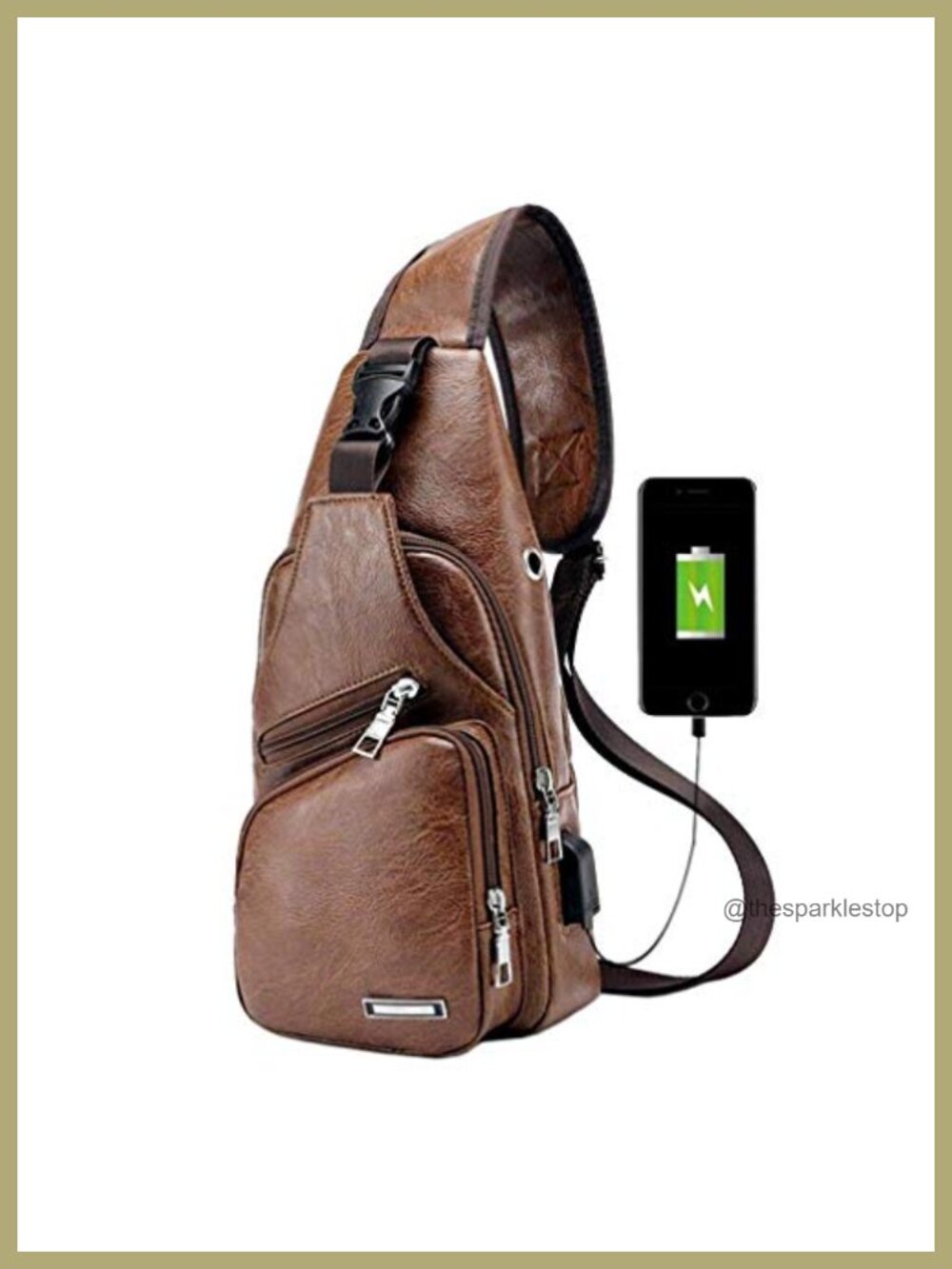 PU Leather Sling Bag Crossbody Backpack for Men Women Travel Outdoor Camping